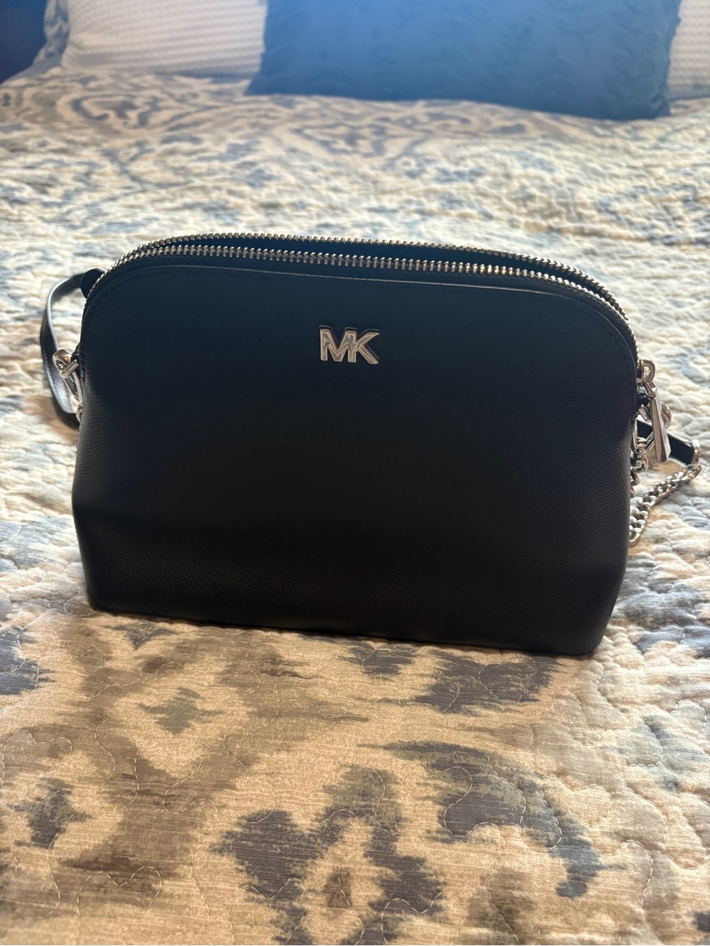 Michael Kors Black Leather Belt Bag with Silver Hardware